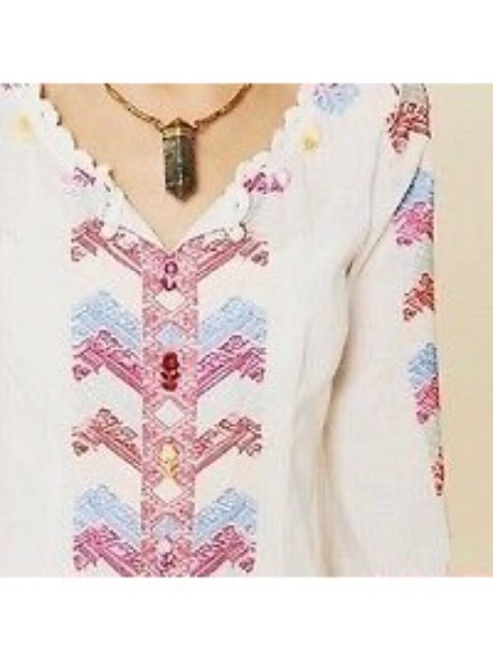 Free People White Embroidered Crochet Trim Bell Sleeve Mini Dress 4| Cottagecore - Picture 3 of 16